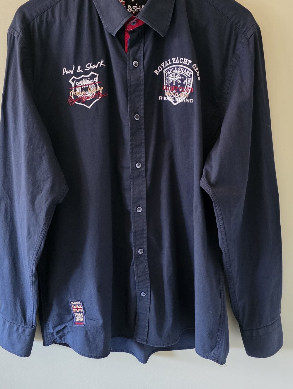 NWOT Paul & Shark L Modern Academia Nautical Yacht Club Embroidered Button Shirt - Picture 9 of 16